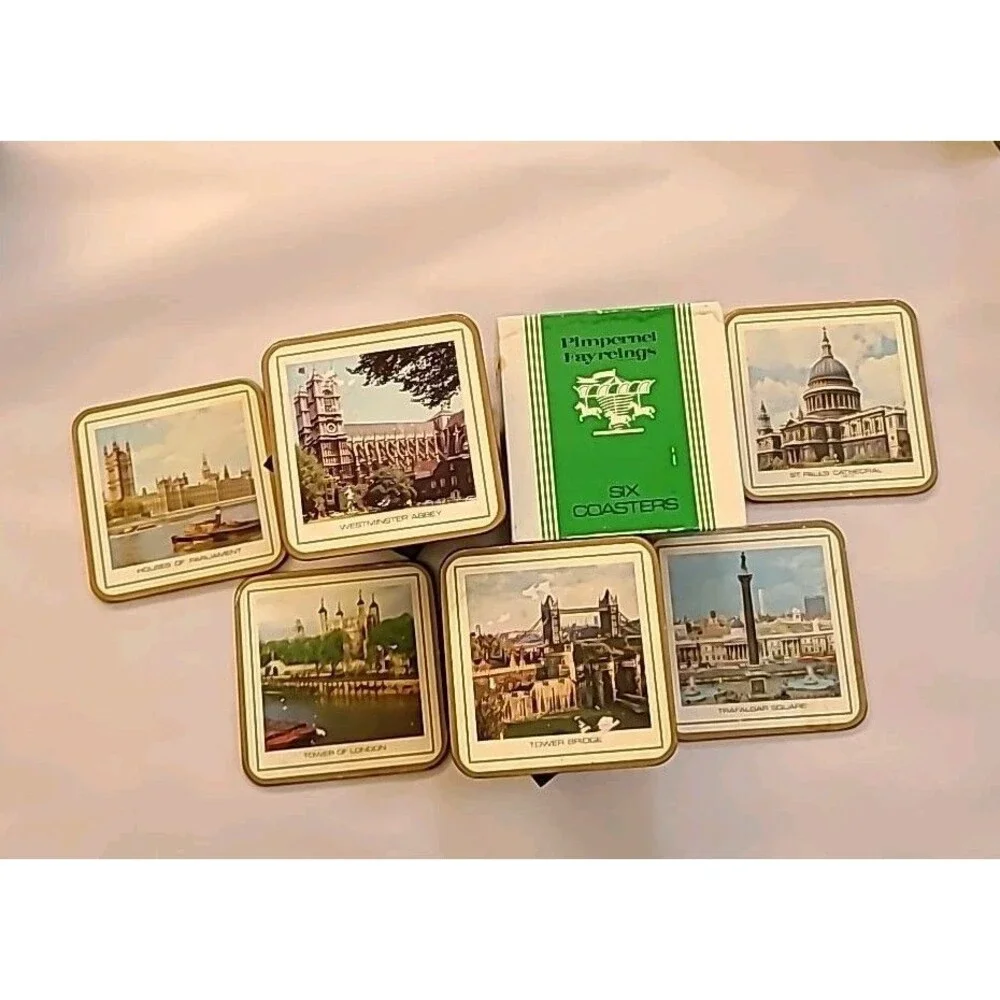 Vintage Pimpernel Box Set of 6 Coasters #508 London Scenes